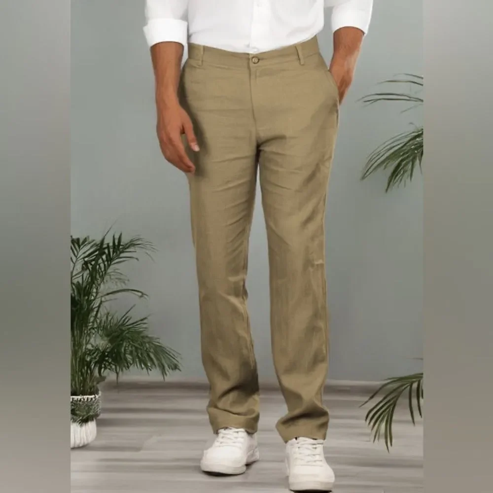 🔥Ike Behar Khaki Chinos for Men linen sz small New